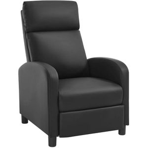 Ergonomische Relaxstoel - Fauteuil - Verstelbare Lounge Chair voor Woonkamer & Slaapkamer - Zwart Leer - Ligbed - Schommelstoel - Relaxfauteuil