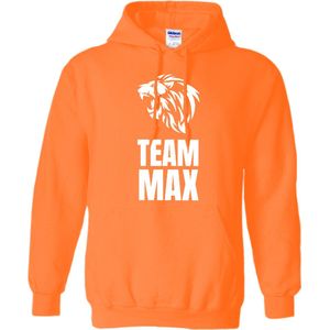 Oranje Koningsdag Hoodie ""Leeuw Team Max"" Maat XL - Unisex - Oranje Kleding - Hoody - Nederland Feestkleding - Koningsdag - MAX - Formule 2