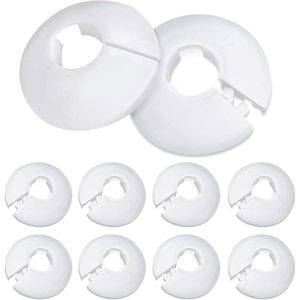 Radiator Pijp Cover Plastic Witte Kragen Netjes Decoratie voor 16 Mm Diameter Pijp - Set van 10 Stuks