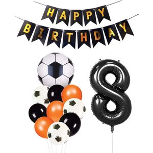 Cijfer Ballon 8 | Snoes Champions Voetbal Plus - Ballonnen Pakket | Oranje en Zwart