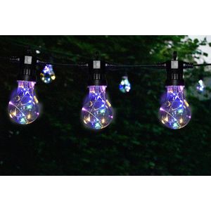 Tuinverlichting - Lichtsnoer - Kerstverlichting - 10 Lampen - Elke lamp met 10 stuks multi LED - 4,5 meter - Voor buiten - Kerst - Feestdagen