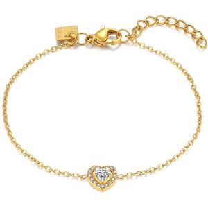 Twice As Nice Armband in goudkleurig edelstaal, hart, kristallen 16 cm+3 cm