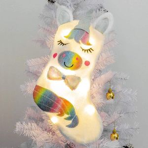 Eenhoorn Kerst Sok – Christmas Stocking – Kerstsok met led lampjes – Eenhoorn Kerst stocking – Kerstversiering