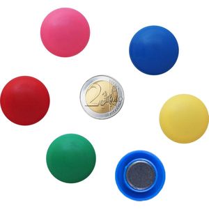 1 kleine ronde koelkast magneet, beschikbaar in vijf verschillende kleuren