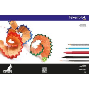 Kangaro tekenblok - A3 - 200 gram - 20 vel - wit - K-5592