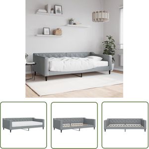 The Living Store Slaapbank met matras 100x200 cm stof lichtgrijs - Slaapbank - Sofa Bed - Tweepersoonsbed - Compact Bed - Moderne Meubels