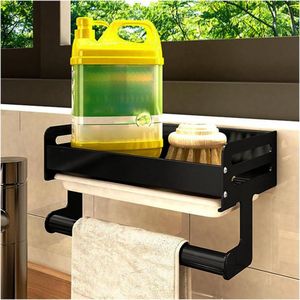 Keuken Gootsteen Organizer - Tidy Sponshouder met Afneembare Afvoerlade & Handdoekenrek