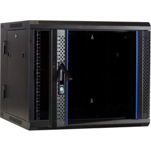 DSIT 9U wandkast / serverbehuizing (kantelbaar) met glazen deur 600x600x500mm (BxDxH) - 19 inch