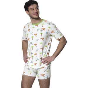 Happy Pyjama's | Shortama heren | heren slaapshirt plus boxer in het thema 'Jungle' | maat: S (S-XL)