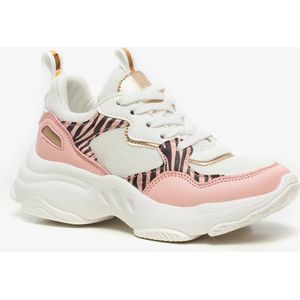 Blue Box meisjes dad sneakers wit roze zebraprint - Maat 31 - Uitneembare zool
