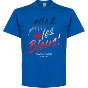 Frankrijk Allez Les Bleus WK 2018 Winners T-Shirt - Blauw - XXL