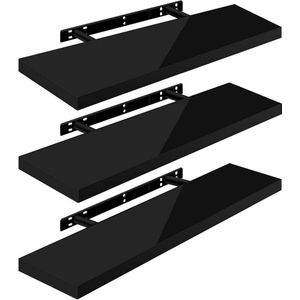 Rootz Set van 3 Wandplanken - Zwevende Planken - Displayplanken - Hoogwaardig MDF & PVC Fineer - Vochtbestendig - Eenvoudige installatie - 90x22,9x3,8cm