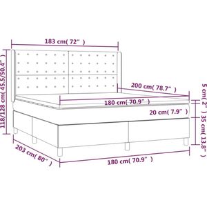 vidaXL - Boxspring - met - matras - kunstleer - grijs - 180x200 - cm