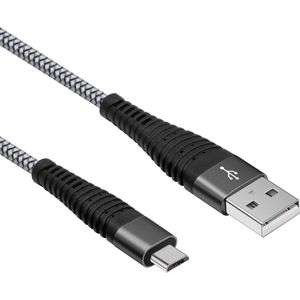 USB micro laadkabel - Micro USB naar USB A - Nylon gevlochten mantel - 5 GB/s - Grijs - 5 meter - Allteq