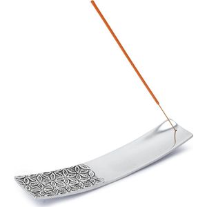 Wierook Sticks Brander - Ash Catcher - Zilveren Afwerking - Tibetaanse Stijl - Bloem des Levens Ontwerp - 24 cm - Meditatie Accessoires - Spirituele Home Decor