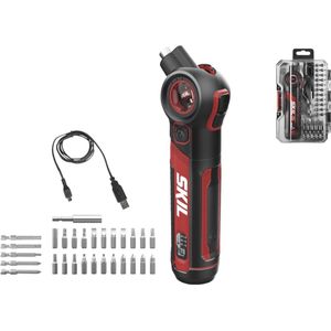 SKIL 4V accuschroevendraaier met kantelbare kop 2714GA (Incl. USB-C Lader, koffer en 28 accessoires)