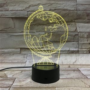 3D Led Lamp Met Gravering - RGB 7 Kleuren - Wereldbol