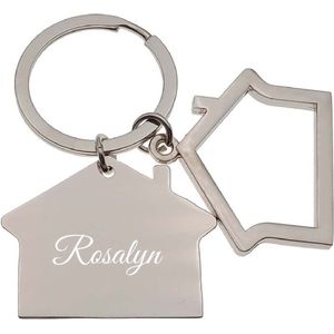 Sleutelhanger RVS - Huis Met Naam Gravering - Rosalyn