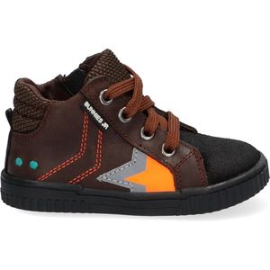 BunniesJR 221663-519 Jongens Hoge Sneakers - Bruin/Oranje - Leer - Veters