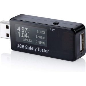 TKSTAR USB Digitale Power Meter Tester Multimeter Stroom- en Voltage Monitor Meter DC 5.1 A 30 V Amp Voltage Power Test Snelheid van Laders, Kabels, Capaciteit van Power Banks Zwart