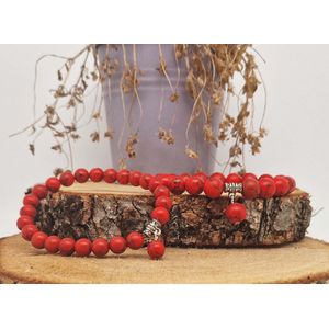 Handgemaakte Natuursteen Armbanden ""Rode howliet "" 10 mm - Met Natuursteen Hanger - Een bijzonder cadeau voor vrienden en familie