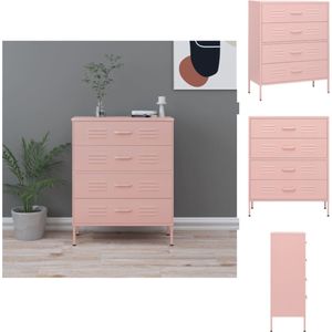 vidaXL Bijzetkast Staal - 80x35x101.5 cm - Roze - 100 kg draagvermogen - Commode