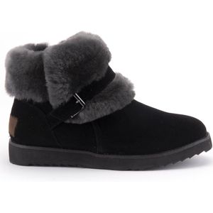 Warmbat Tingha Women Suede Fur Shoe Dames Instappers - Zwart - Maat 36