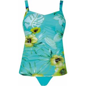 Sunflair - Prothese Tankini - Turquoise met Bloemen - 42C