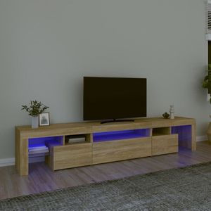 The Living Store TV-meubel LED-verlichting - Sonoma eiken - 215 x 36.5 x 40 cm - opbergruimte - weergavefunctie - bewerkt hout