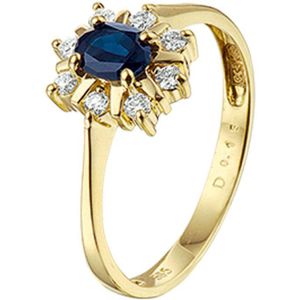 Ring Saffier 0.45ct Diamant 0.152 Ct