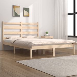 The Living Store Bedframe massief grenenhout 140x190 cm - Klassieke Bed Frame - Grenenhouten Bed - Bed Frame 140x190 - Tweepersoons Bed - Hoofdeinde Bed