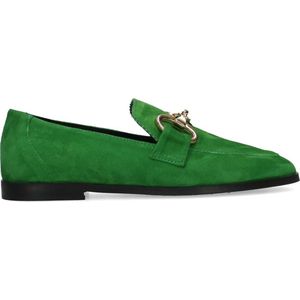 Manfield - Dames - Groene suède loafers - Maat 37