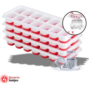 Rood V2 - IJsblokjesvorm siliconen met deksel - IJsvormpjes, herbruikbaar - IJsblokjesmaker zonder morsen, BPA vrij