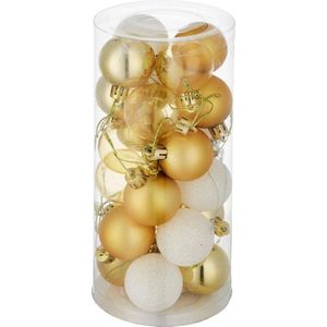 tectake -  Set van 24 kerstballen wit/goud - 403321