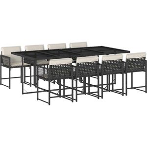 vidaXL - 9-delige - Tuinset - poly - rattan - zwart