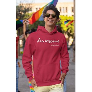 2002 Verjaardagscadeau heren - Rode Hoodie heren met capuchon M - Awesome - Hoodies