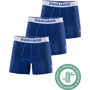 SQQUADD® Bamboe Ondergoed Heren - 3-pack Boxershorts - Maat S - Comfort en Kwaliteit - Voor Mannen - Bamboo - Blauw