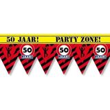 50 jaar party tape/markeerlint waarschuwing 12 meter - Verjaardag afzetlinten/markeerlinten feestartikelen