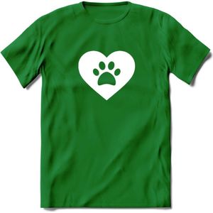 Cat Love Paw - Katten T-Shirt Kleding Cadeau | Dames - Heren - Unisex | Kat / Dieren shirt | Grappig Verjaardag kado | Tshirt Met Print | - Donker Groen - XXL