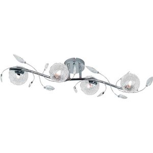LED Plafondlamp - Trion Ware - G9 Fitting - 4-lichts - Rechthoek - Glans Chroom - Aluminium