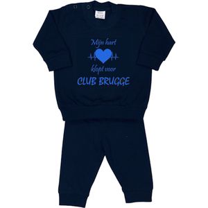 La Petite Couronne Pyjama 2-Delig ""Mijn hart klopt voor Club Brugge"" Unisex Katoen Zwart/blauw Maat 68/74