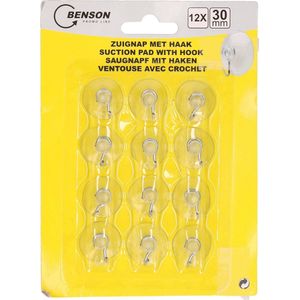 Ophanghaakjes met zuignap - 48x stuks - transparant - dia 3 cm