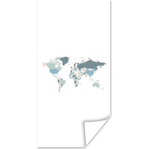 Wereldkaarten - Wereldkaart - Pastel - Landen - 80x160 cm