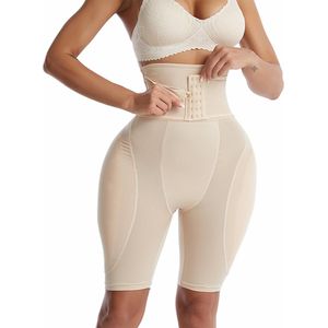 Shapewear - beige - M - lang model - voor rondere billen en bredere heupen - shaping broekje - heupkussentjes -figuur corrigerend - ondergoed - gewatteerd - sexy butt & hips - vrouwelijke rondingen - billen liften