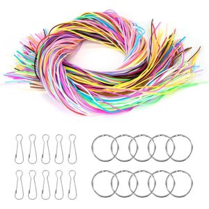 JGS Premium - Elastische Scoubidou banden set met 200 stuks, inclusief sleutelhanger en haken - Voor sieraden maken en handwerk - 20 kleuren - Draad gevlochten koorden
