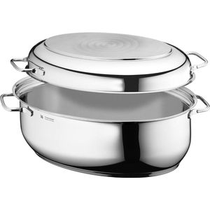 Braadpan met deksel, ovenbestendig, 8,5 l, inductie, Cromargan roestvrij staal, inductiedeksel, 41 x 28,5 x 18 cm