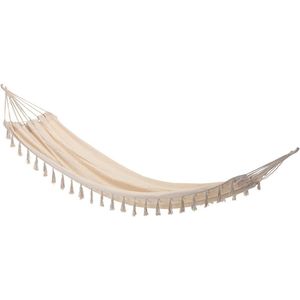 Hangmat Beige Één Persoon 200x100 cm - Reishangmat voor Camping - Tuin - Outdoor