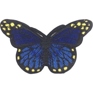 Vlinder Strijk Embleem Patch Donker Blauw Zwart 8 cm / 4.5 cm / Blauw