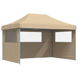 vidaXL Partytent inklapbaar - Beige - 3 zijwanden Partytent - Tuinfeest - Buitenfeest - Festivaltent - Eventtent