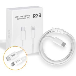 R2B® USB-C naar Lightning Kabel - 1 Meter - Extra stevige USB-C kabels - Oplader geschikt voor Apple, iPhone, Airpods, iPads